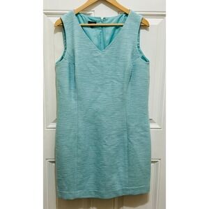 Talbots Light Blue‎ Tweed Sleeveless V Neck Sheath Dress Size 16